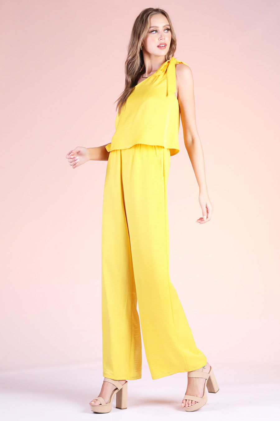 Sweet One Shoulder Tie Jumpsuit - Ahri