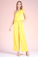Sweet One Shoulder Tie Jumpsuit