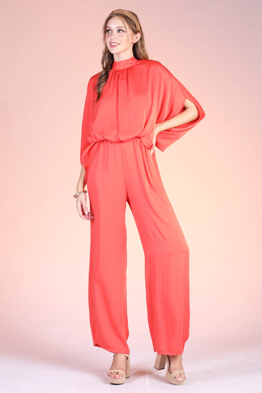 Mock Neck Caftan Jumpsuit