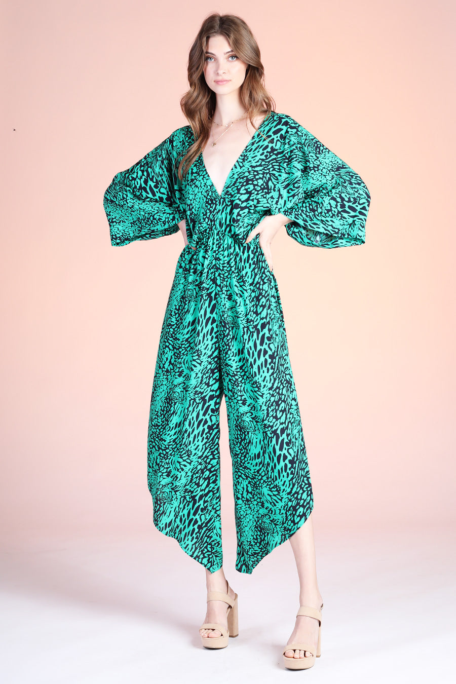 Vivid Leopard Kimono Jumpsuit