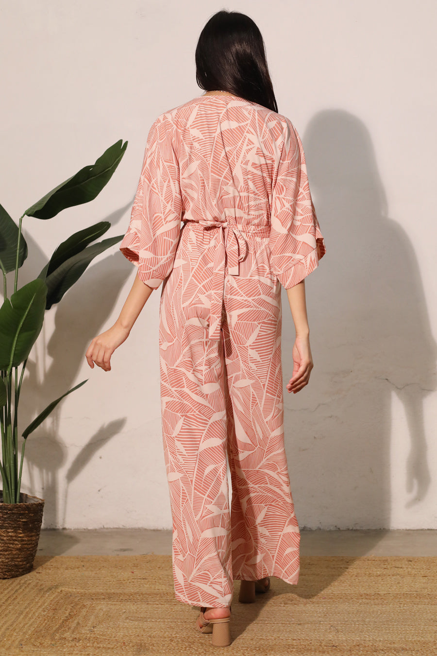 Rio Leaf Side Tie Kimono Jumpsuit - Ahri