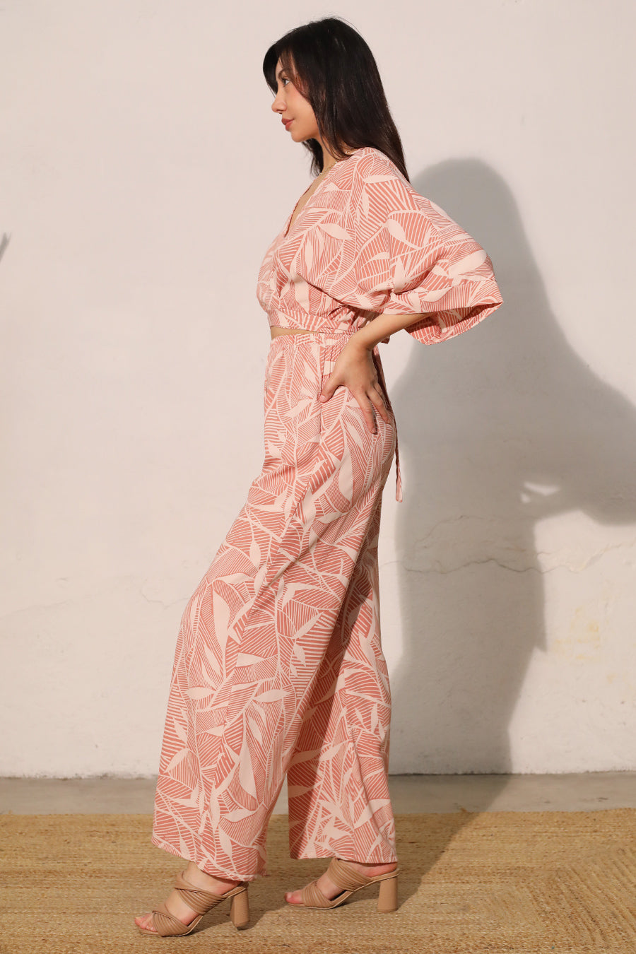 Rio Leaf Side Tie Kimono Jumpsuit - Ahri