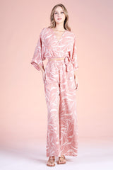 Rio Leaf Side Tie Kimono Jumpsuit