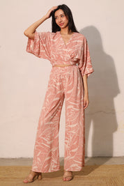 Rio Leaf Side Tie Kimono Jumpsuit - Ahri