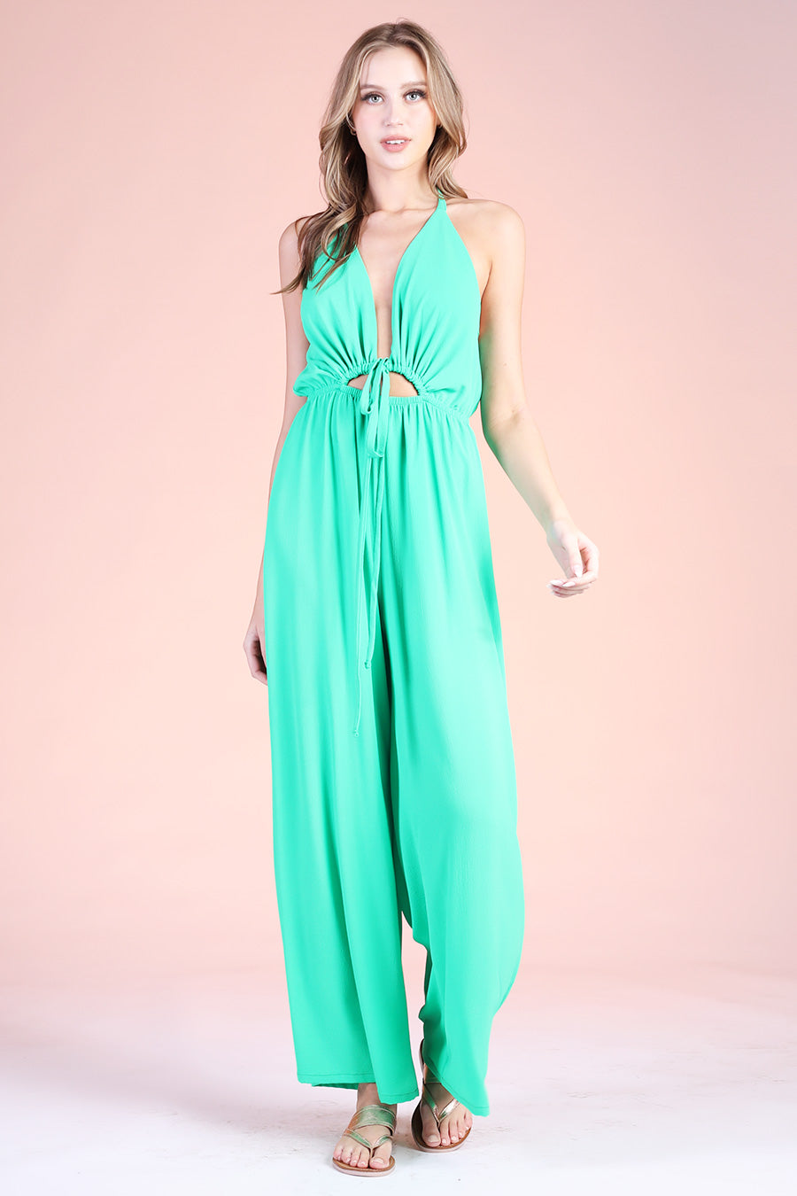 Tie-Front Halter Jumpsuit