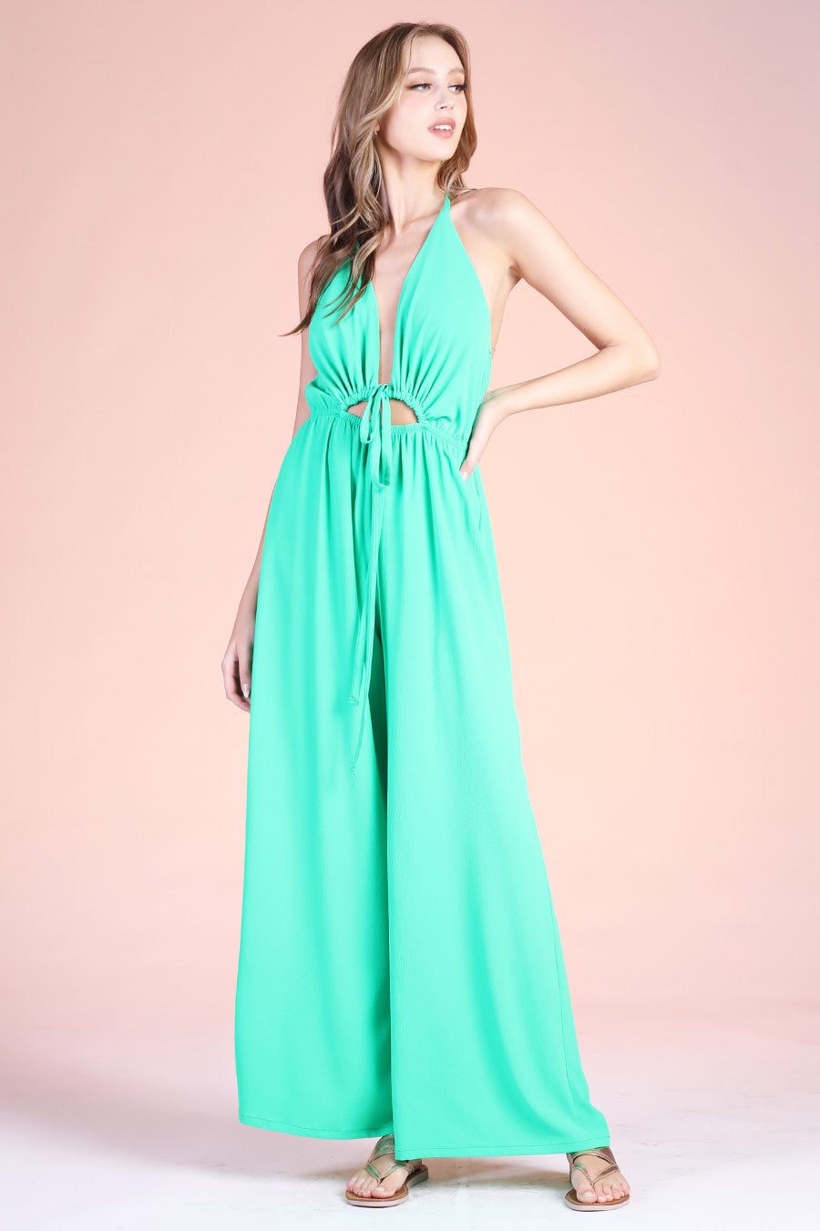 Tie-Front Halter Jumpsuit