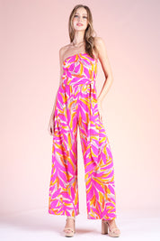 Sweety Leafy Strapless Jumpsuit