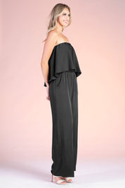 Cascade Overlay Strapless Jumpsuit