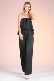 Cascade Overlay Strapless Jumpsuit