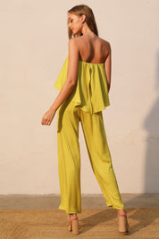 Cascade Overlay Strapless Jumpsuit