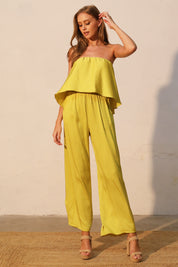 Cascade Overlay Strapless Jumpsuit