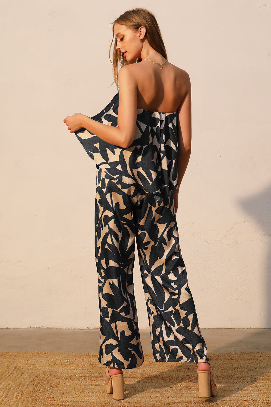 Paloma Satin Cascade Strapless Jumpsuit
