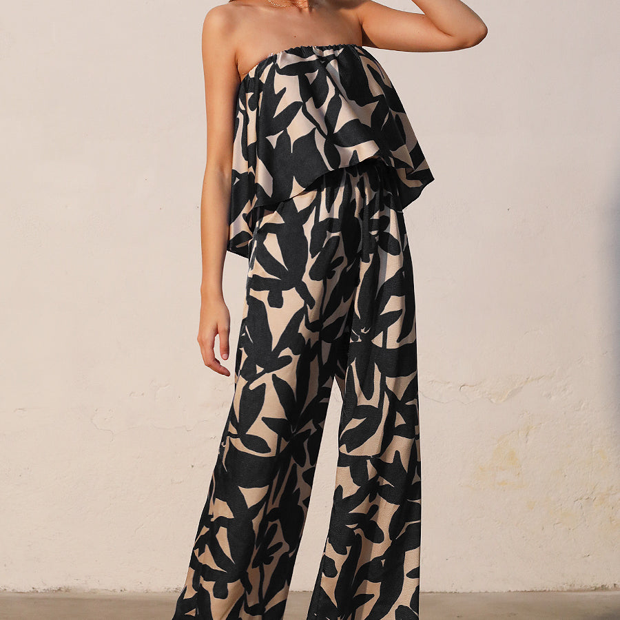 Paloma Satin Cascade Strapless Jumpsuit - Ahri