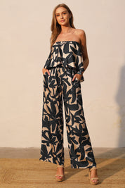 Paloma Satin Cascade Strapless Jumpsuit