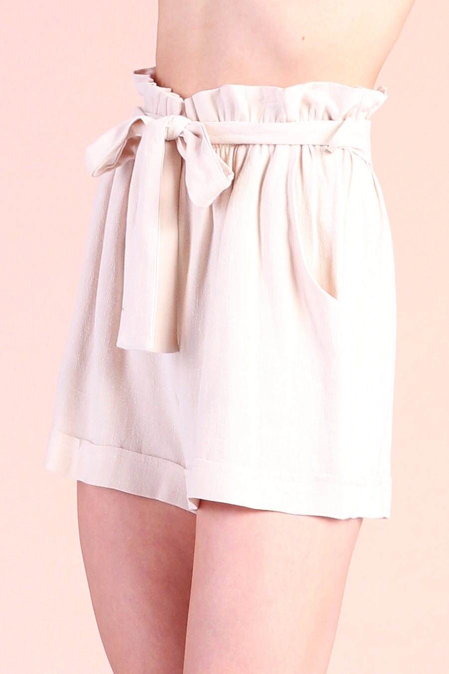 Washed Cotton Paper Bag Shorts - Ahri