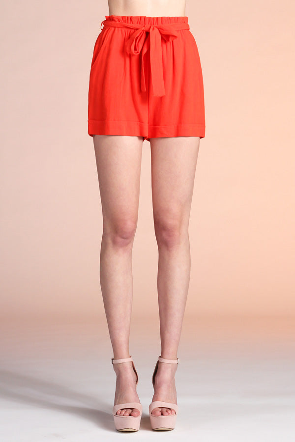 Washed Cotton Paper Bag Shorts - Ahri