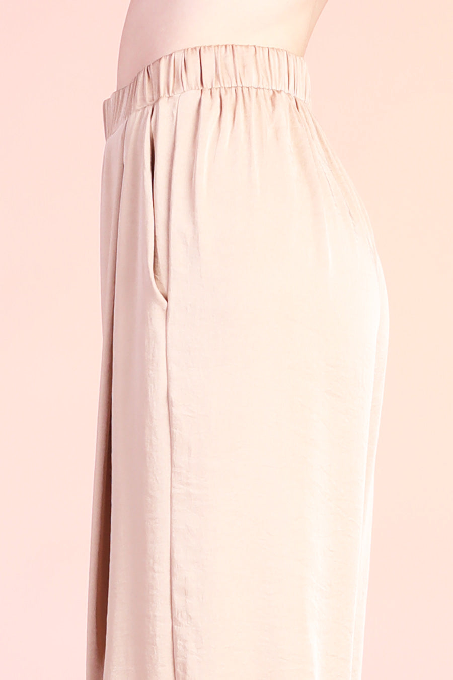 Soft Satin Wide Leg Ankle Pants