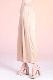 Soft Satin Wide Leg Ankle Pants