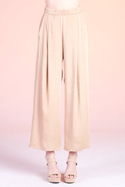 Soft Satin Wide Leg Ankle Pants