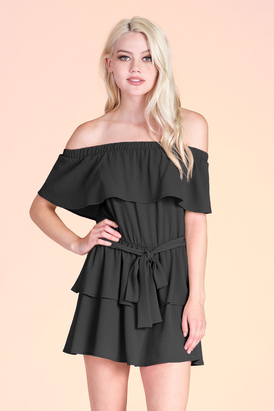 Off Shoulder Ruffle Romper