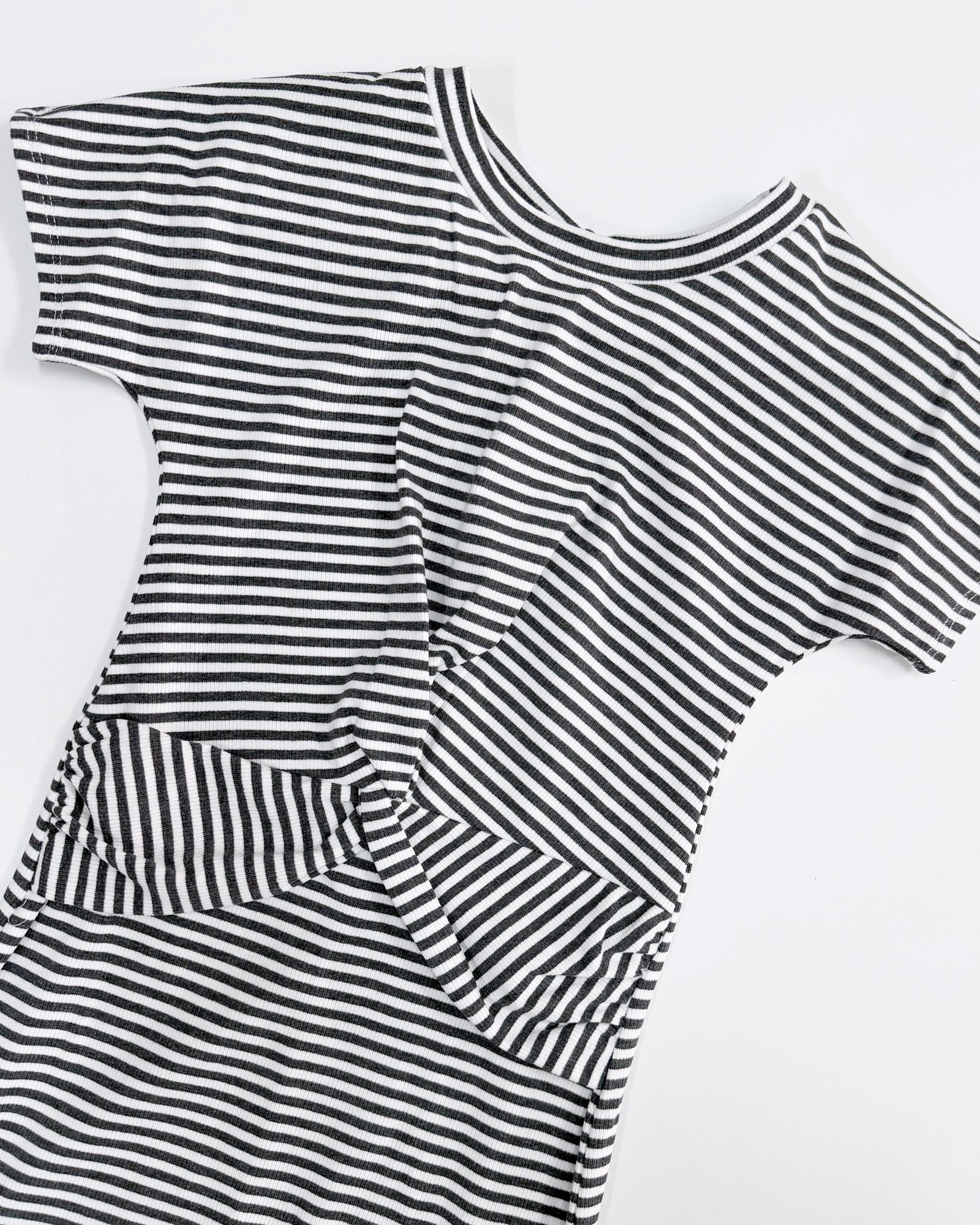 Elegantly Twisted Striped T-Shirt Dress