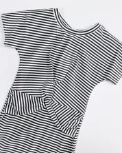 Elegantly Twisted Striped T-Shirt Dress