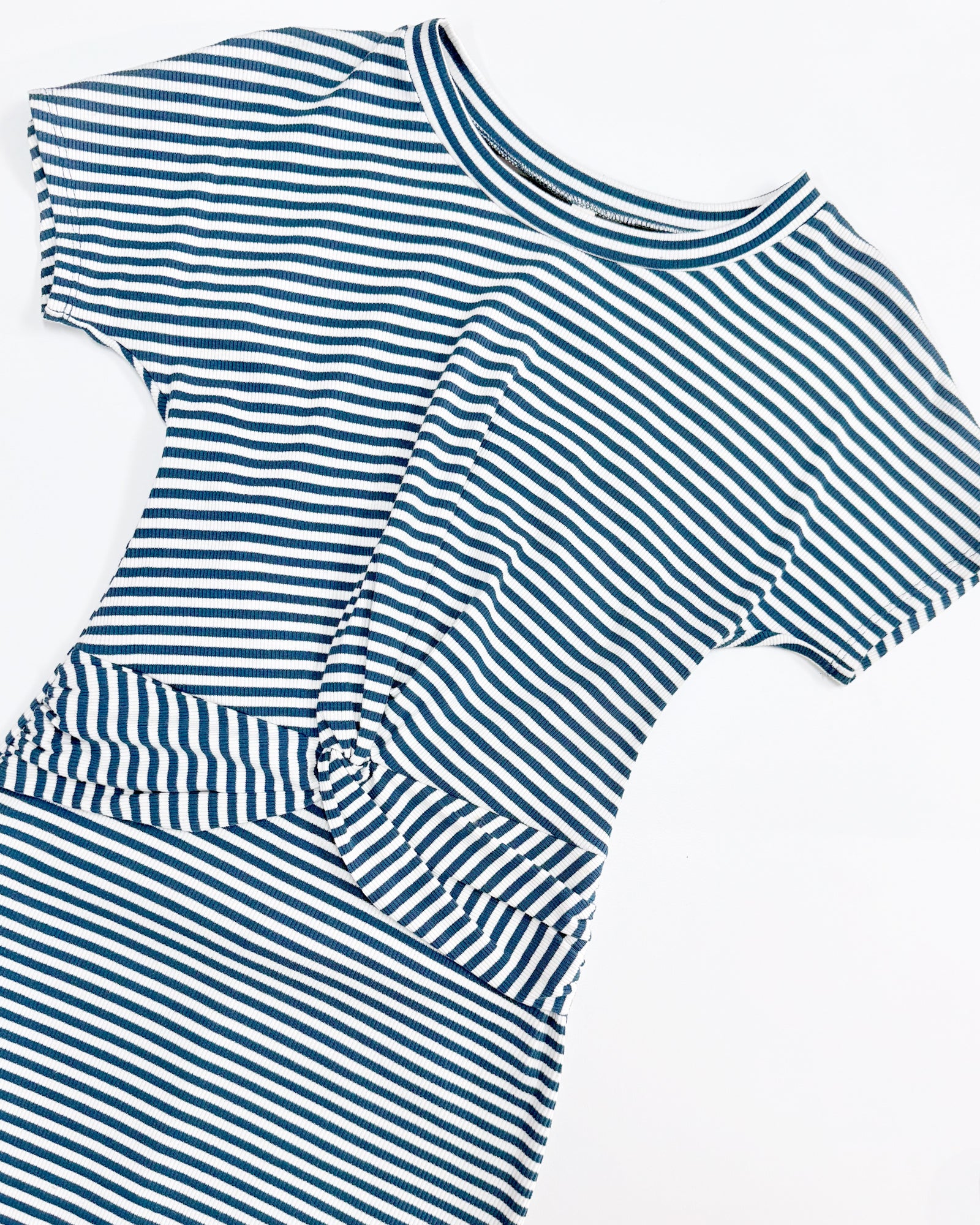 Elegantly Twisted Striped T-Shirt Dress