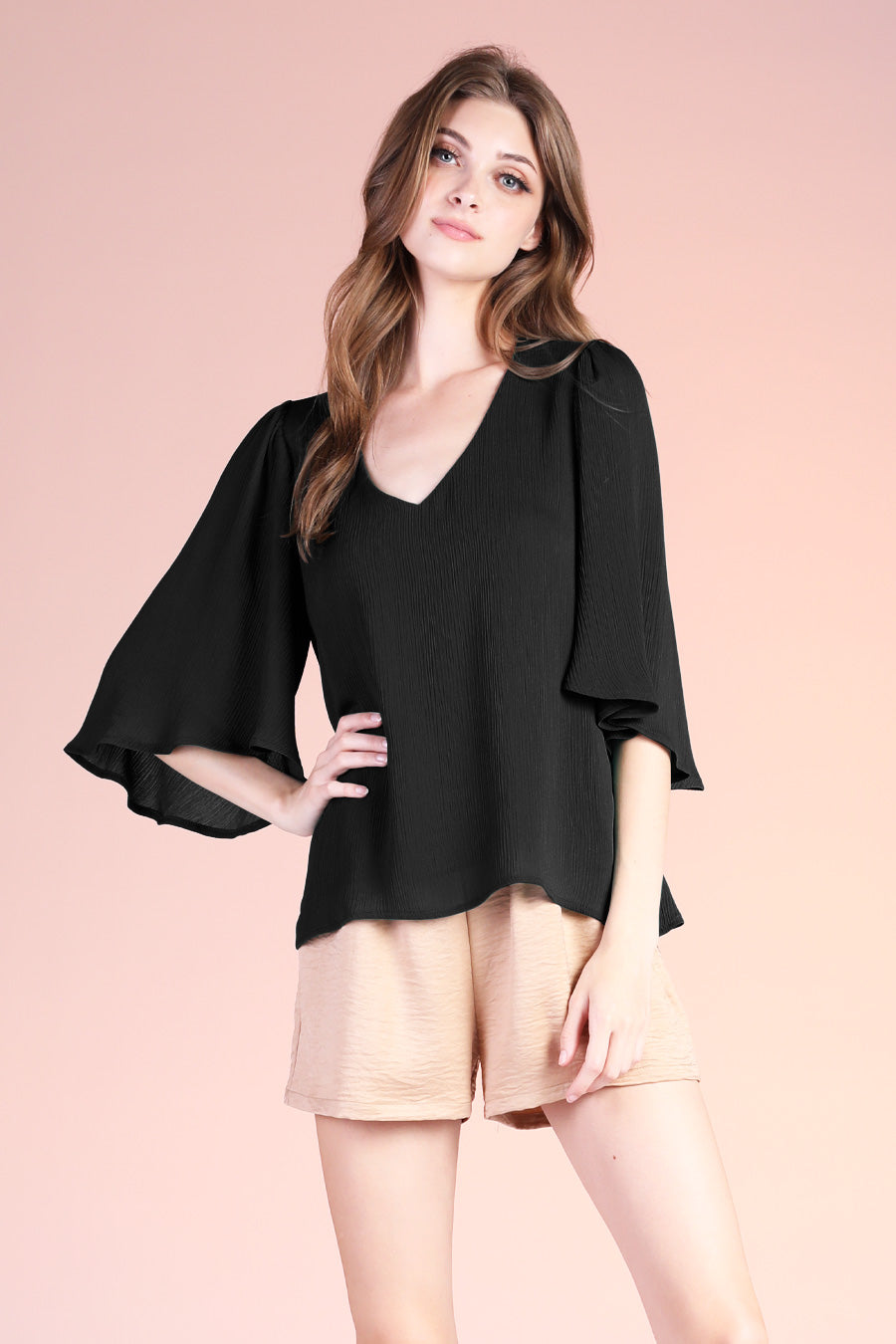 Crinkle Petal Sleeve Top