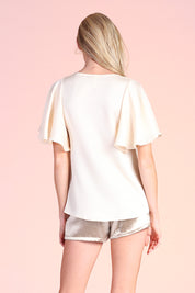 Hammered Satin Flare Sleeve Top - Ahri