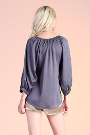 Hammered Satin 3/4 Sleeve Top - Ahri