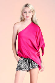 Hammered Satin One Shoulder Top - Ahri