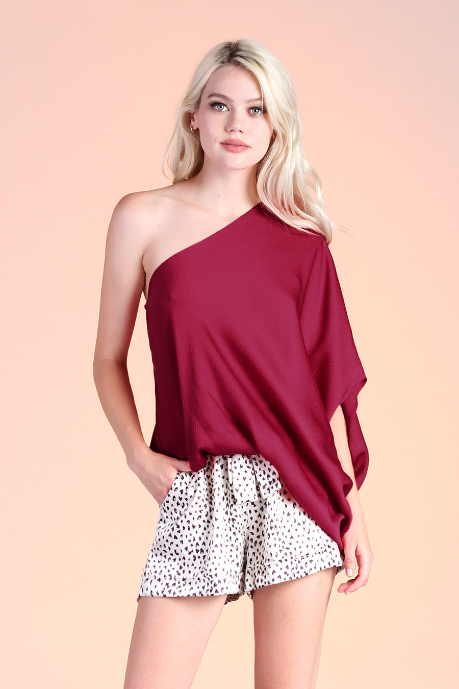 Hammered Satin One Shoulder Top - Ahri