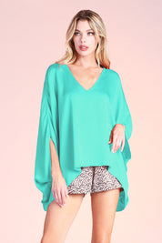 Hammered Satin Caftan Top