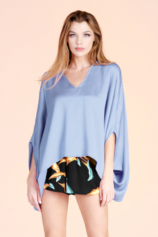 Hammered Satin Caftan Top