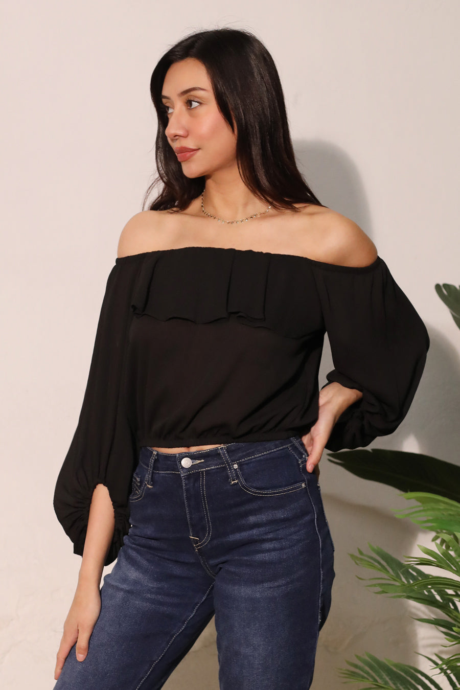 Flowy Off Shoulder Crinkle Top - Ahri