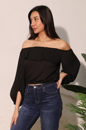 Flowy Off Shoulder Crinkle Top - Ahri