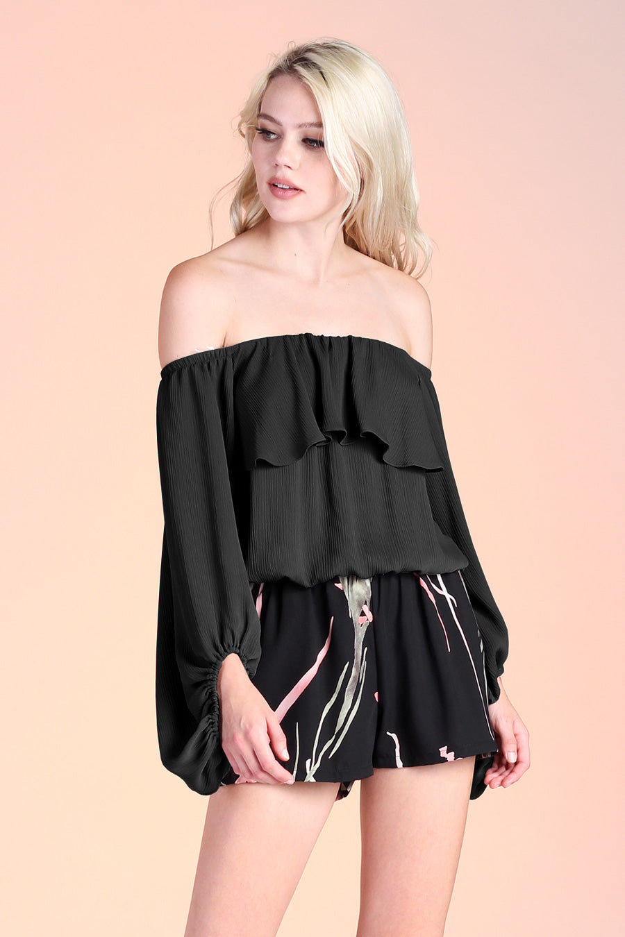 Off Shoulder Crinkle Top