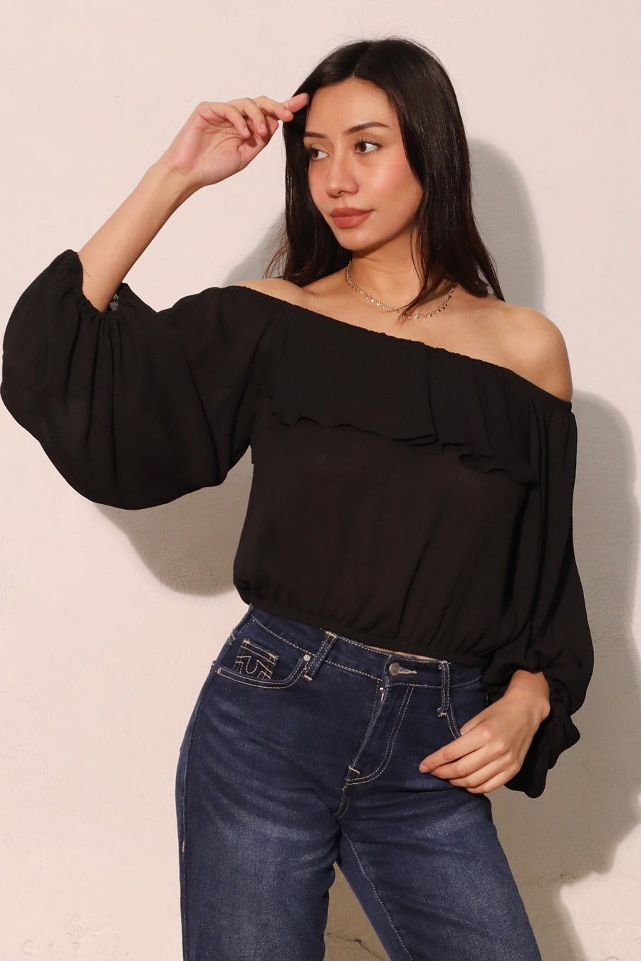 Flowy Off Shoulder Crinkle Top – Shop Ahri