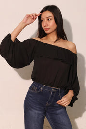 Flowy Off Shoulder Crinkle Top - Ahri