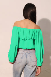 Flowy Off Shoulder Crinkle Top - Ahri