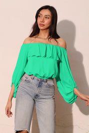 Flowy Off Shoulder Crinkle Top - Ahri