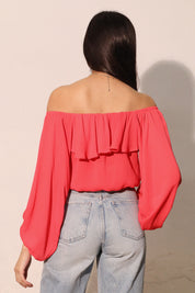 Flowy Off Shoulder Crinkle Top - Ahri