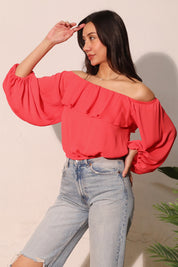 Flowy Off Shoulder Crinkle Top - Ahri