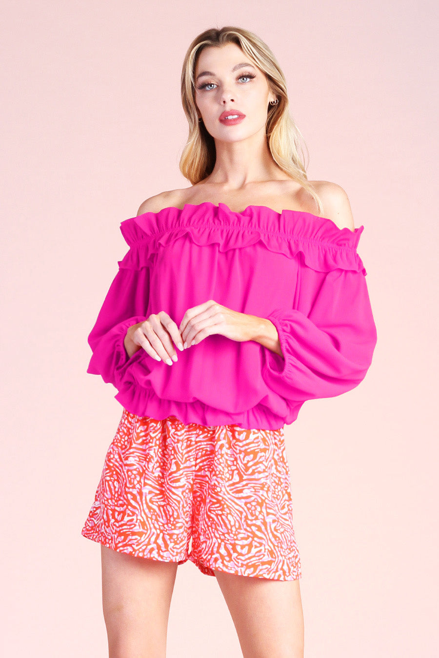 Ruffle Ruffle Off Shoulder Top