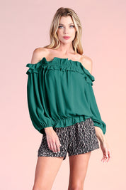 Ruffle Ruffle Off Shoulder Top