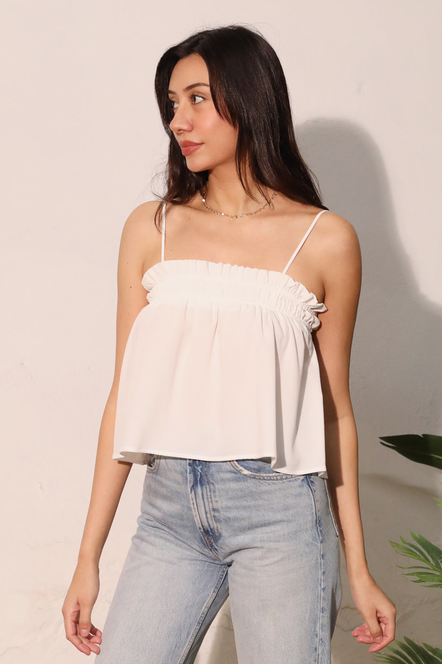 Sweet As Sugar Elastic Ruched Cami Top - Ahri