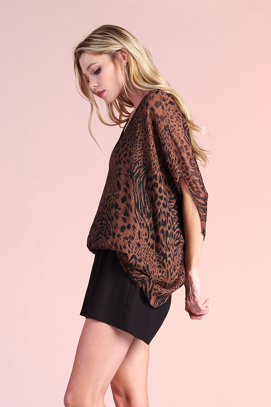 Mixed Animal Caftan Top