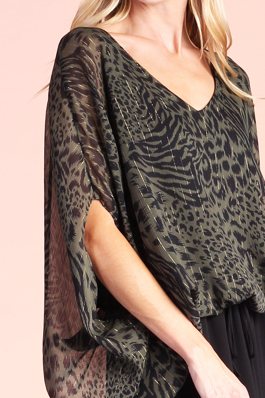 Mixed Animal Caftan Top