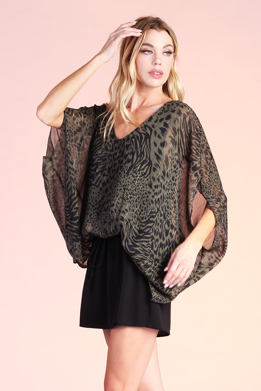 Mixed Animal Caftan Top