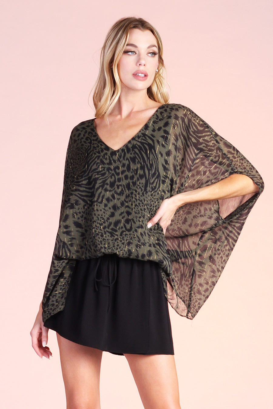 Mixed Animal Caftan Top